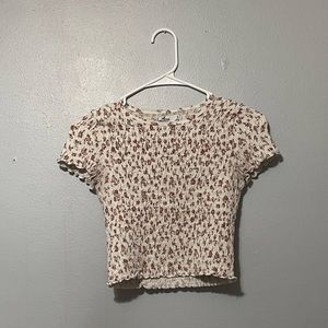 White floral, crop top, Brand: Hollister, Size: Small